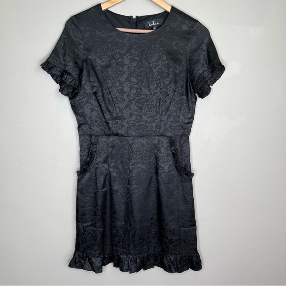 Lulus Rose Were the Days Black Jacquard Dress Size Medium - Picture 2 of 10
